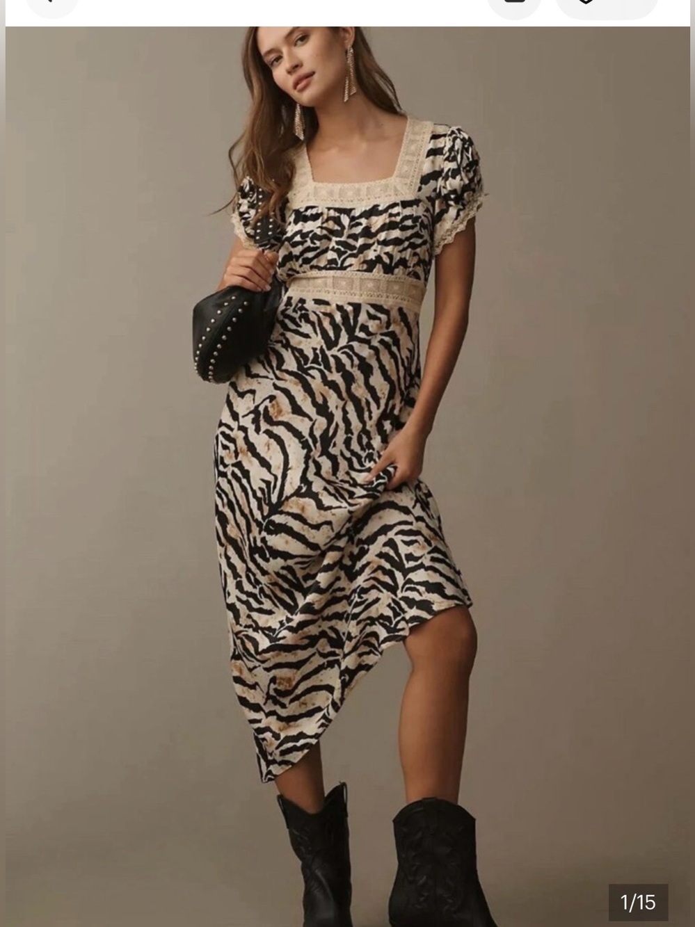 Anthroplogie Conditions Apply Adeon Short Sleeve Slip Midi Dress NWT